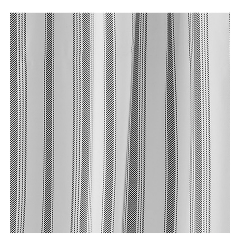 BH&G Striped Ruffle Skirt Printed Fabric Shower Curtain, Charcoal/White - Picture 3 of 6